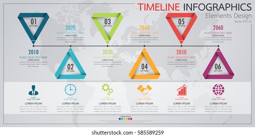 Modern business horizontal timeline process chart infographics template. Vector banner used for presentation and workflow layout diagram, web design. Abstract elements of graph 6 steps options.