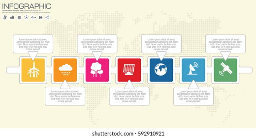 Modern business horizontal timeline process chart infographics template. Vector banner used for presentation and workflow layout diagram, web design. Abstract elements of graph 7 steps options.