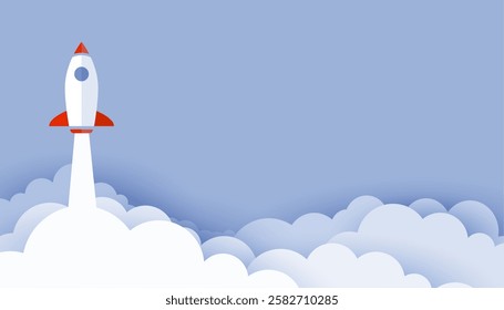 modern business idea booster background with paper clouds and text space vector