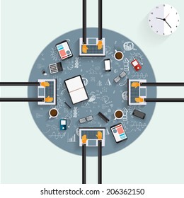 Modern business idea with drawing concepts in flat design for web, mobile applications, seo optimizations, business, social networks, e-commerce,planning and teamwork