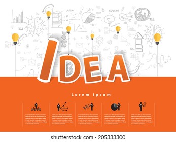 Modern business idea text with drawing concepts in flat design for web, mobile applications, seo optimizations, business, social networks, e-commerce,planning and teamwork