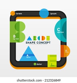 Modern business info presentation design, minimal style with options and flat elements, clean colorful diagram