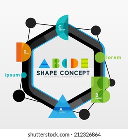 Modern business info presentation design, minimal style with options and flat elements, clean colorful diagram