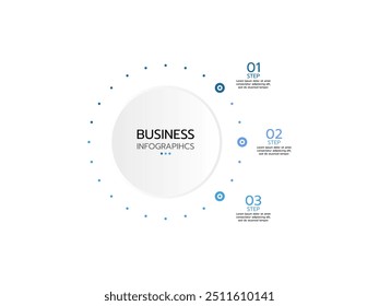 Diagrama circular infográfico de negócios moderno com 3 opções. Gráfico redondo que pode ser usado para análise comercial, visualização de dados e apresentação. Ilustração vetorial.