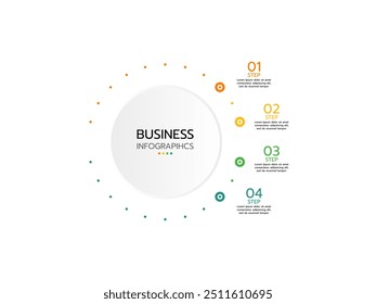 Modern business infographic circular diagram with 4 options. Round chart that can be used for business analytics, data visualization and presentation. Vector illustration.