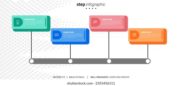 Modern business infographic for company milestones timeline template with flat icons. Easy to use for your website or presentation.
