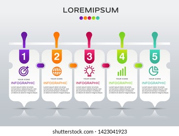 Modern business infographic. Business concept with 5 options, steps or processes