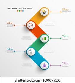 Modern business infographic design template  with 5 options, parts, steps or processes 