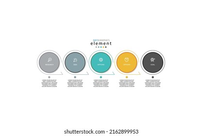 Modern business Infographic design template vector with icons and 5 options or steps. Can be used for process diagram, presentations, workflow layout, banner, flow chart, info graph. Eps10