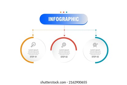 Modern business Infographic design template Vector with icons and 3 options or steps. Can be used for process diagram, presentations, workflow layout, banner, flow chart, info graph