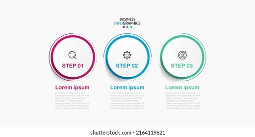 Modern business Infographic design template Vector with icons and 3 options or steps. Can be used for process diagram, presentations, workflow layout, banner, flow chart, info graph