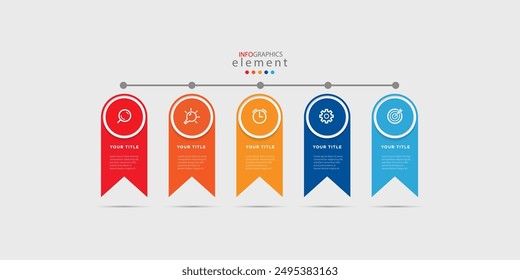 Modern business Infographic design template vector with icons and 5 options or steps. Can be used for process diagram, presentations, workflow layout, banner, flow chart, info graph. Eps10 vector