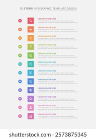 Modern Business Infographic Design Template with Twelve Options