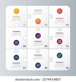 Modern Business Infographic Design Template Jigsaw Puzzle
