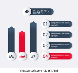 Modern Business infographic elements, step labels, 1 2 3 4, charts, vector illustration, eps10, easy to edit