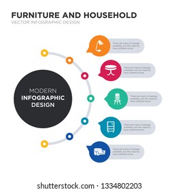 modern business infographic illustration design contains sofa, stand, stool, table, table lamp simple vector icons. set of 5 isolated filled icons. editable sign and symbols