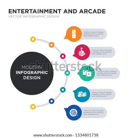 modern business infographic illustration design contains dart, dice, dices, disco, domino simple vector icons. set of 5 isolated filled icons. editable sign and symbols