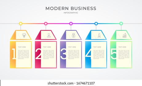 Modern business infographic process with vibrant color and include icon