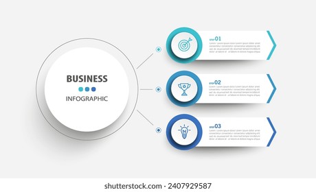 Modern business infographic template with 3 options or steps. Can be used for workflow layout, diagram, annual report, web design