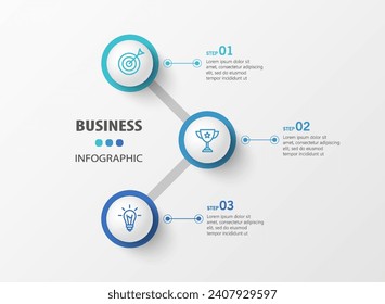 Modern business infographic template with 3 options or steps. Can be used for workflow layout, diagram, annual report, web design