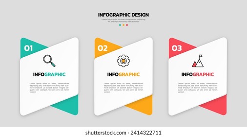 Modern business infographic template with 3 options or steps icons.
