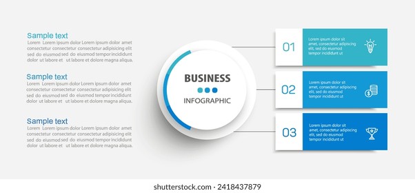 Modern business infographic template with 3 options or steps	