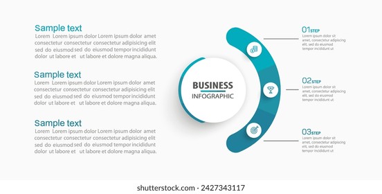 Modern business infographic template with 3 options or steps