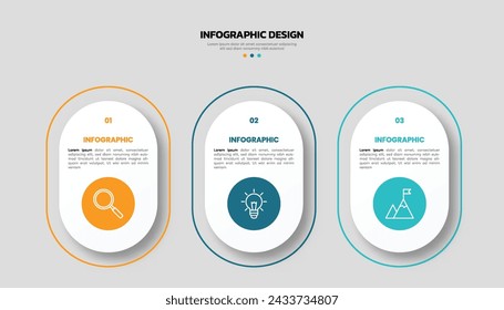 Modern business infographic template with 3 options or steps icons.