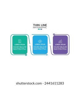 Modern business infographic template with 3 options or step icons.