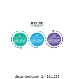 Plantilla de infografía de negocios moderna con 3 opciones o iconos de paso.