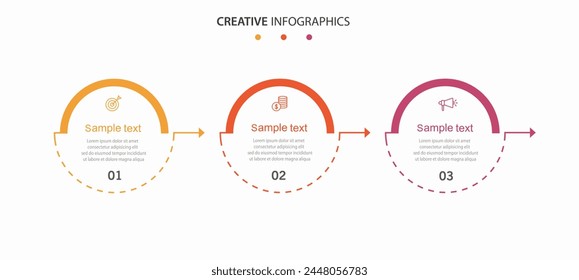 Plantilla de infografía de negocios moderna con 3 opciones o pasos