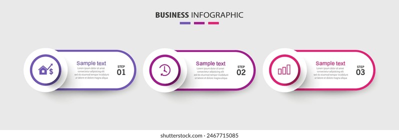  Modern business infographic template with 3 options or steps
