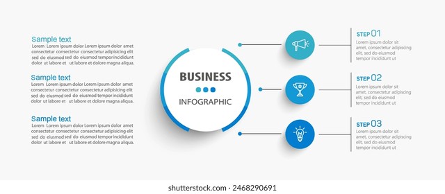 Modern business infographic template with 3 options or steps