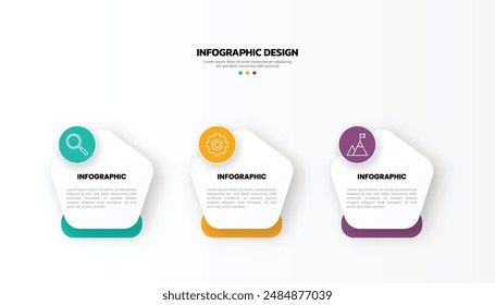 Modern business infographic template with 3 options or steps icons.