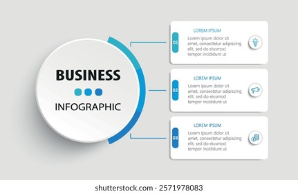Modern business infographic template with 3 options or steps	