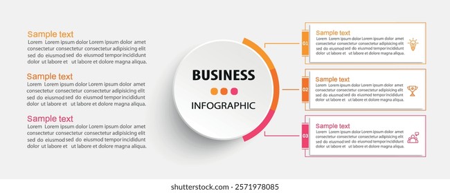Modern business infographic template with 3 options or steps	
