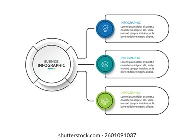 Modern business infographic template with 3 options or steps	