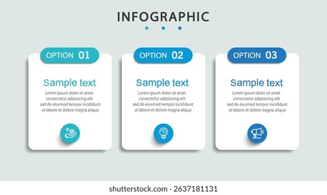 Modern business infographic template with 3 options or steps