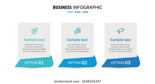 Modern business infographic template with 3 options or steps