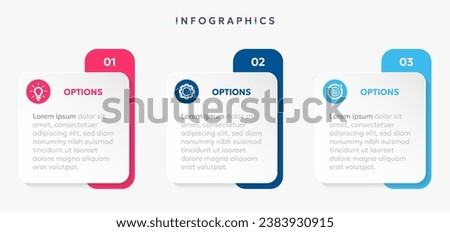 Modern business infographic template with 3 options or steps icons.