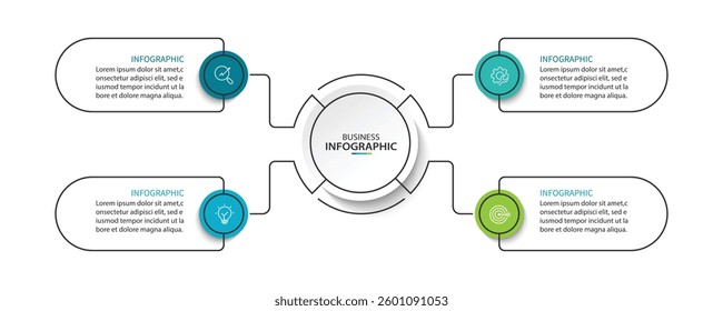 Modern business infographic template with 4 options or steps	
