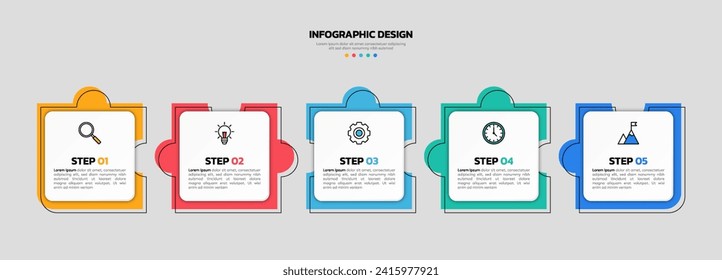 Modern business infographic template with 5 options or steps icons.