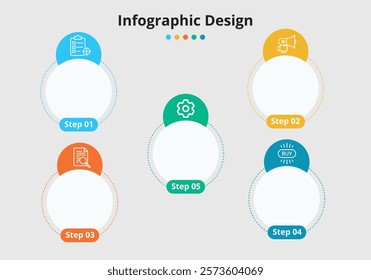 Modern Business infographic template. 5 Step timeline journey. Process diagram, 5 options on white background, Infograph elements vector illustration.