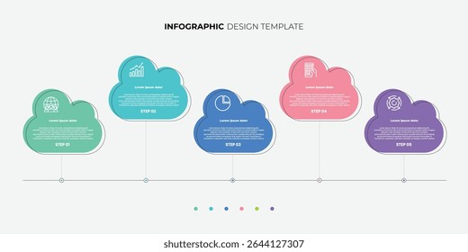 Modern Business infographic template. 5 Step timeline journey. Process diagram, 5 options on white background, Infograph elements 