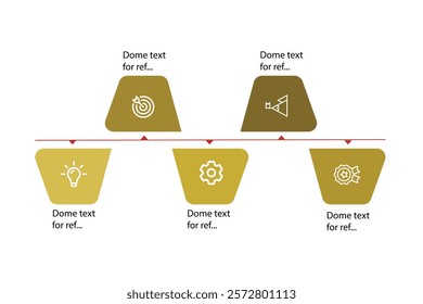 Modern Business Infographic Template – 5-Step Process Timeline with mustard color Vector Elements for Visualizing Strategy and Journey Flow.