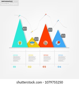Modern business infographic template, backdrop with modern graph, four steps, simple line icons, isolated on bright background, for infographics, presentations, documents