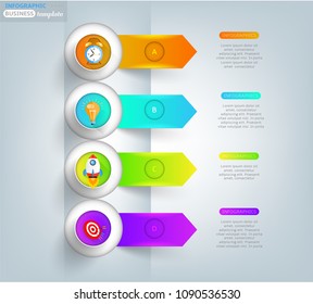Modern business infographic template, backdrop with modern graph, four steps, simple colorful icons, isolated on bright background, for infographics, presentations, documents