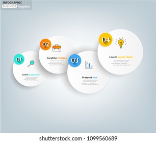 Modern business infographic template, backdrop with modern graph, four steps, simple line icons, isolated on bright background, for infographics, presentations, documents
