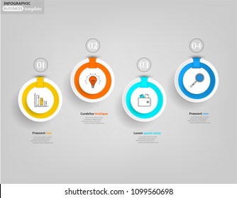 Modern business infographic template, backdrop with modern graph, four steps, simple line icons, isolated on bright background, for infographics, presentations, documents