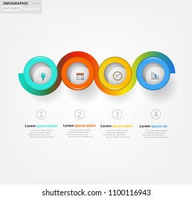 Modern business infographic template, backdrop with modern graph, four steps, simple line icons, isolated on bright background, for infographics, presentations, documents